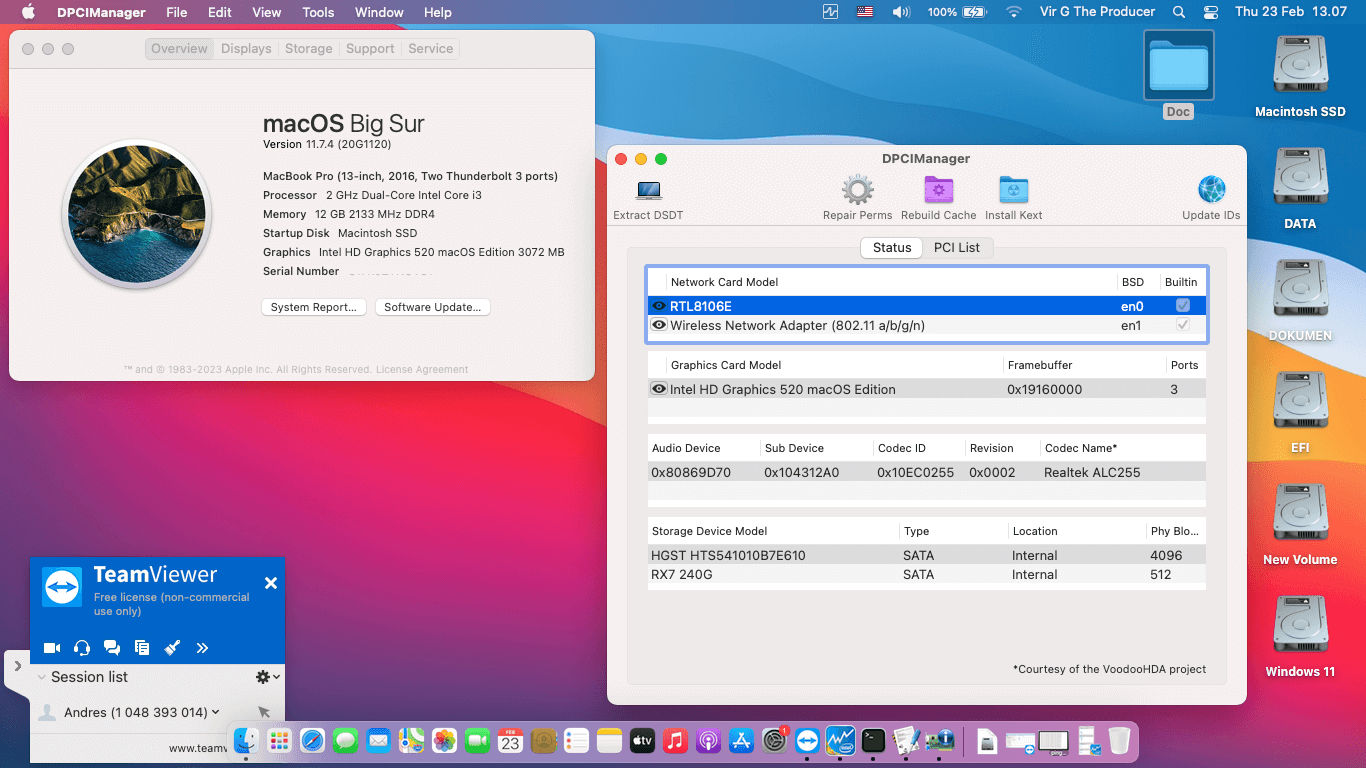 Success Hackintosh macOS Big Sur 11.7.4 Build 20G1120 in Asus X441UA-WX321T